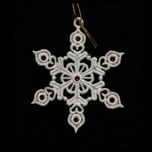 FSL Snowflake Ornament - SHE002-W-Red Gem