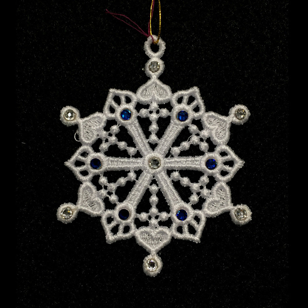 FSL Snowflake Ornament - SHE010-W-Crystal&Blue Gem