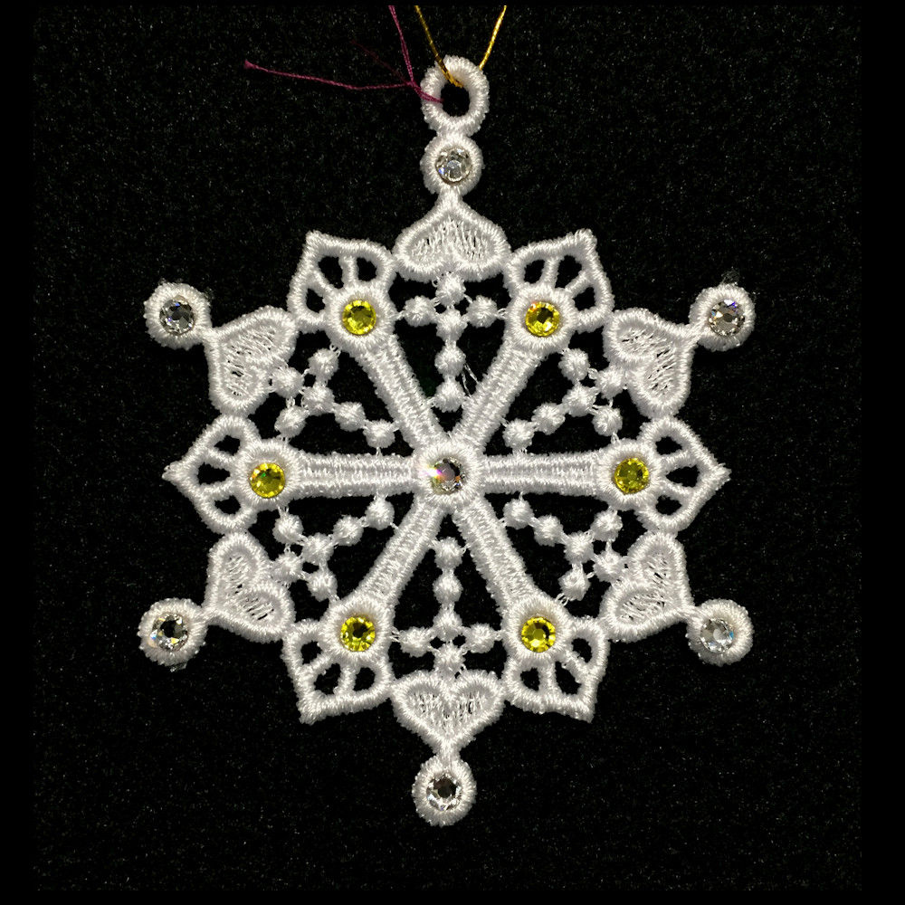 FSL Snowflake Ornament - SHE010-W-Crystal&Amber Gem