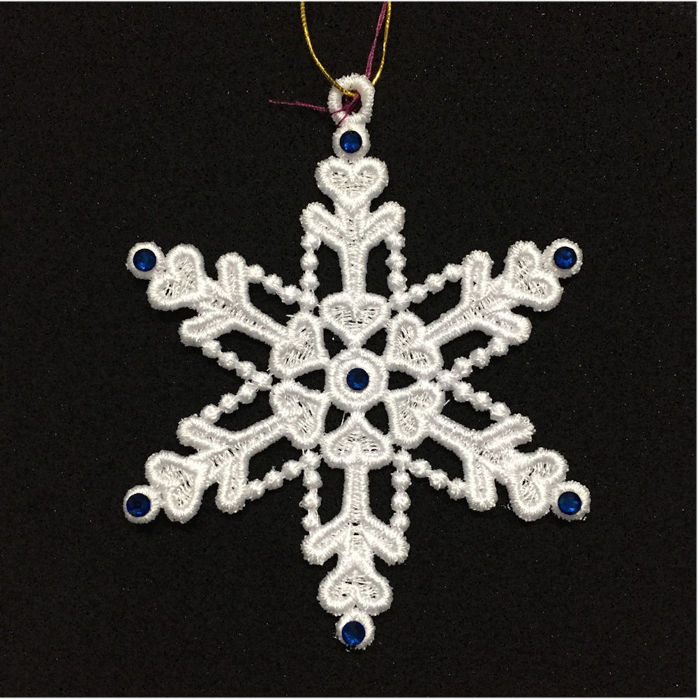 FSL Snowflake Ornament - SHE005-W-Blue Gem