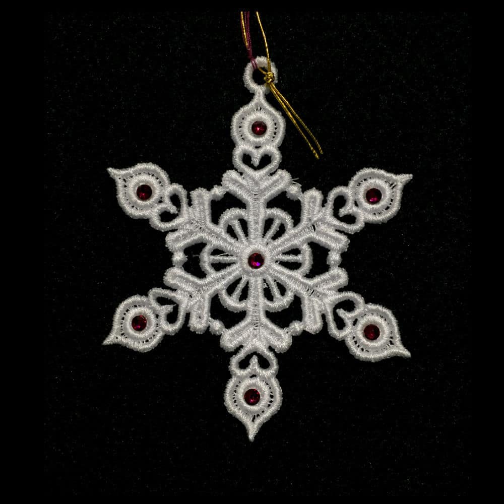 FSL Snowflake Ornament - SHE002-W-Red Gem