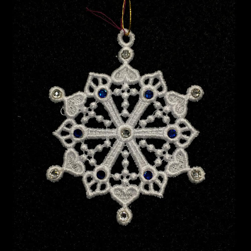 FSL Snowflake Ornament - SHE010-W-Crystal&Blue Gem